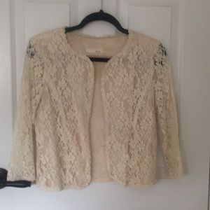 Cream Lace Cropped Bolero Jacket